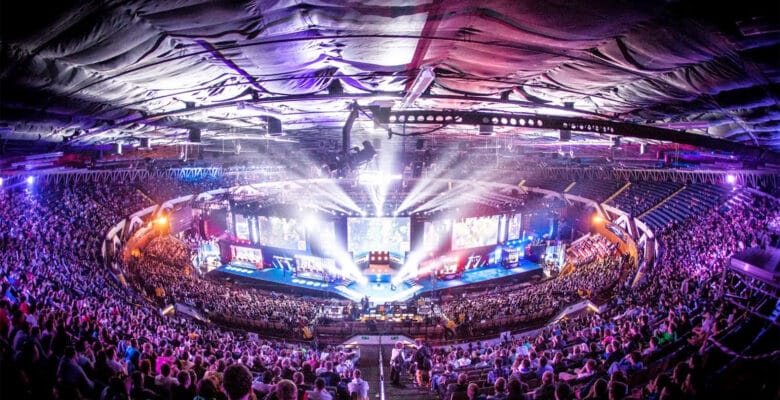 Esports tournament stage illustrating skill-based esports wagering offered through the WONDR NATION and EWAGERS partnership